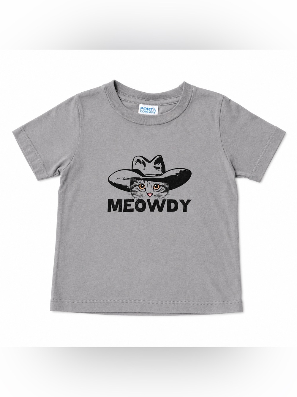 Meowdy Cowboy Cat Graphic T-Shirt Toddler Size 2T Gray